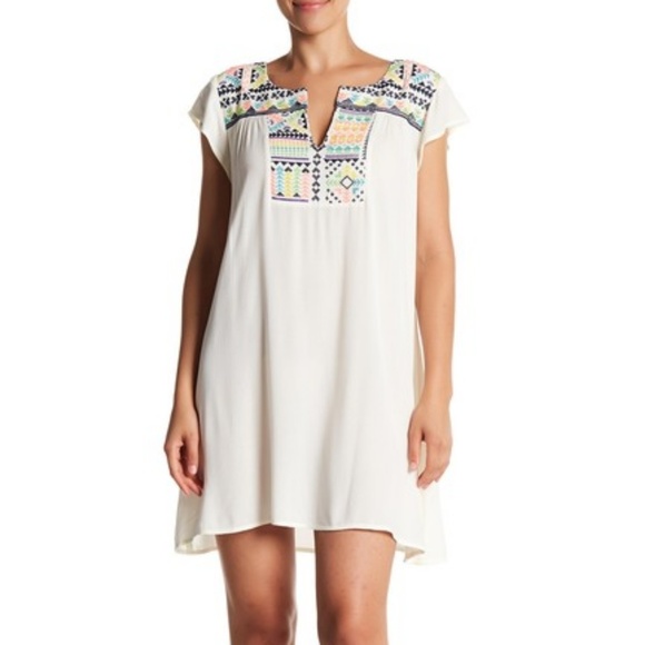 Love Stitch Embroidered Gauze Shift Dress - Picture 1 of 5